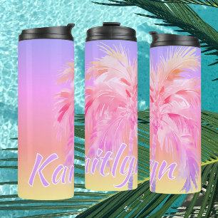Tropical Colours Aloha Palm Tree Personalized Thermal Tumbler