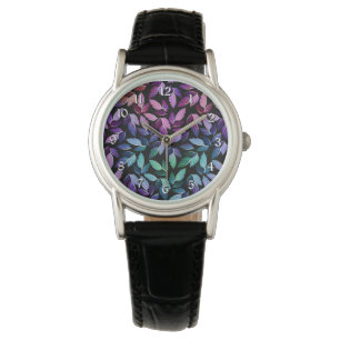 Tropical Colours Falling Leaves Wrist Watch