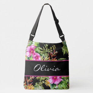 Tropical Colours Floral  Name Crossbody Bag