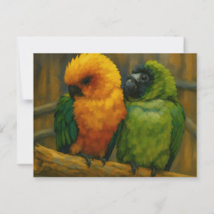 Tropical Companions – Colourful Parrot Pair Postcard