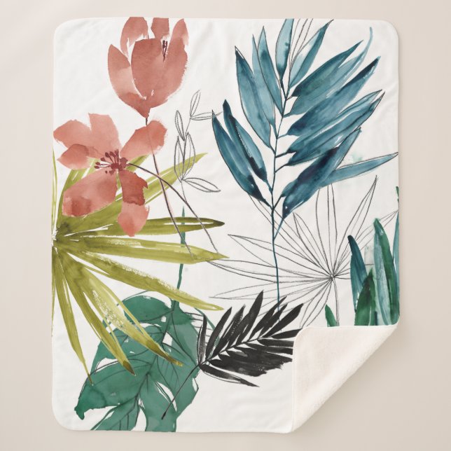 Tropical Composition Sherpa Blanket (Front)