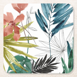 Tropical Composition Square Paper Coaster