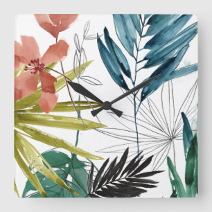 Tropical Composition Square Wall Clock