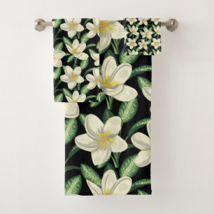 Tropical continu motif fleurs blanches feuille ver