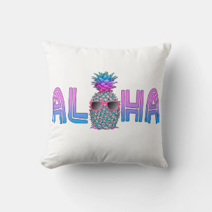 Tropical Cool Aloha Pineapple Throw Pillow