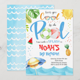 Tropical Cool Pool Party Birthday Invitation