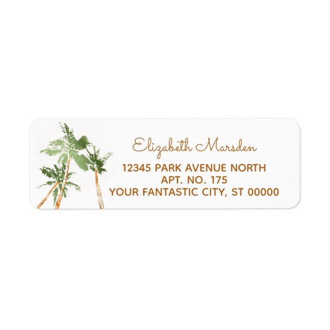 Tropical Copper Palm Trees Beach Return Address (Front)
