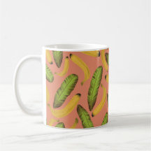 Tropical Coral Banana Leaf Pattern