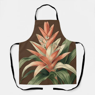 Tropical Coral Bromeliad Botanical Apron