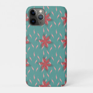 Tropical coral floral pattern on teal  iPhone 11 pro case