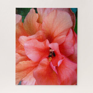Tropical Coral Hibiscus Flower Jigsaw Puzzle