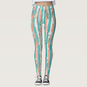 Tropical Coral Ocean Pattern Leggings
