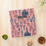 Tropical Coral Preppy Blue Pattern Binder<br><div class="desc">Pattern with illustrations of blue coral over a coral pink background.  Personalize with name on front.</div>