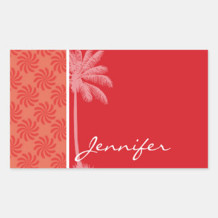 Tropical Coral & Red Swirl Sticker