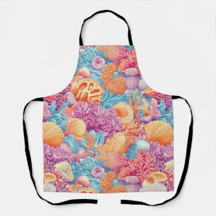 Tropical Coral Reef Turquoise Lavender Marine Apron