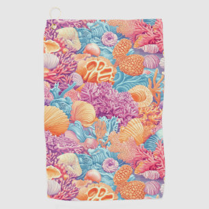 Tropical Coral Reef Turquoise Lavender Marine Golf Towel