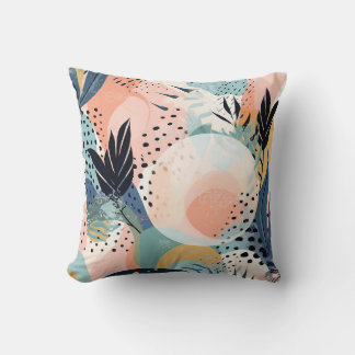 Tropical Coral Teal Pink Modern Abstract Throw Pillow