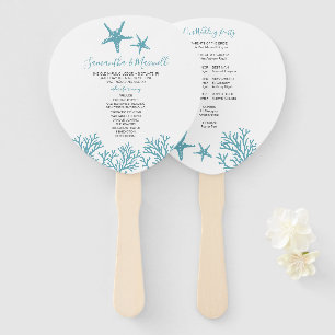 Tropical Coral Wedding Program Fan