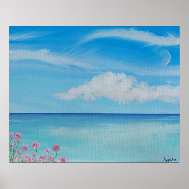 Tropical Cornwall with sea pinks Canvas Print (Front)