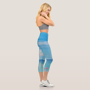 Tropical Cornwall with sea pinks  Capri Leggings