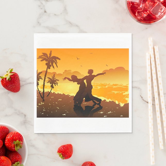Tropical Couple Dancing at Sunset Beach Napkin (Creator Uploaded)