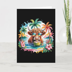 Tropical Cow Summer Vibes Funny Beach Girls Women Card