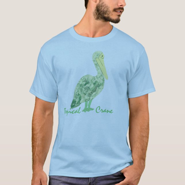 Tropical Crane-Ecru T-Shirt (Front)