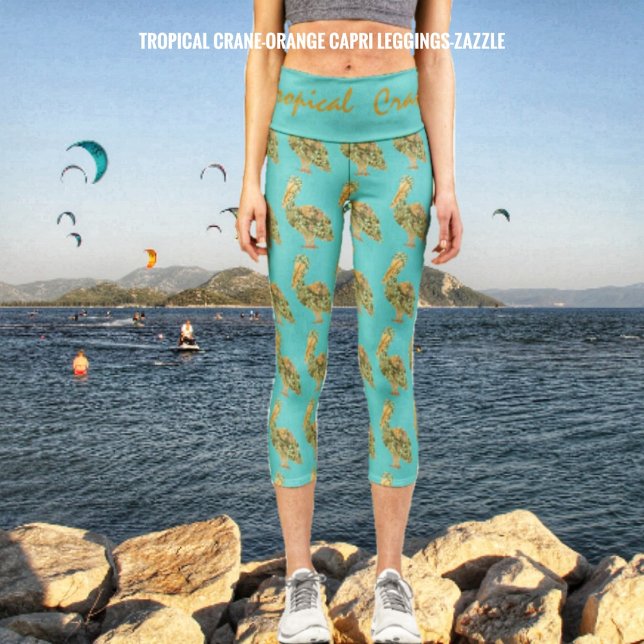 Tropical Crane-Orange Capri Leggings (Creator Uploaded)