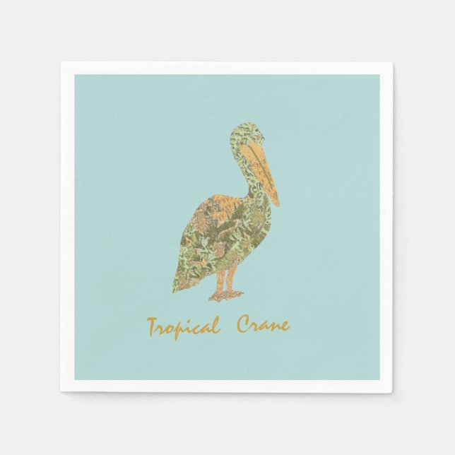 Tropical Crane-Orange  Napkin (Front)