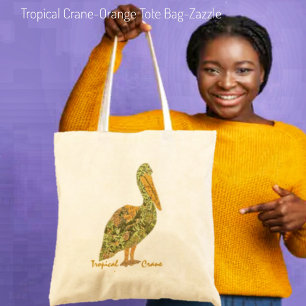 Tropical Crane-Orange Tote Bag