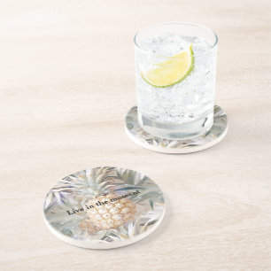 Tropical Cream Gold Pineapple Coaster