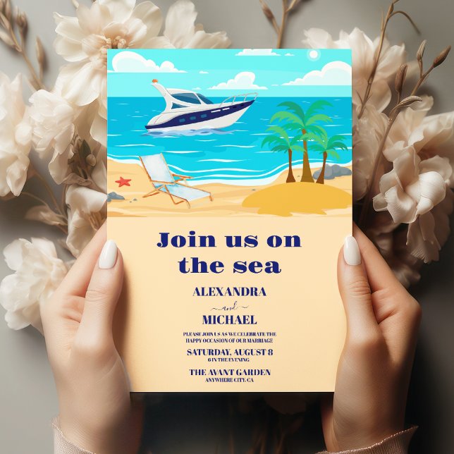 Tropical cruise ship wedding invitation (Creator Uploaded)