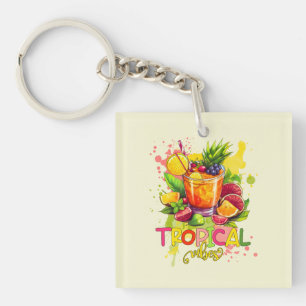 Tropical Cubes - Summer Vibes Watercolor Fruits Keychain