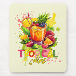 Tropical Cubes - Summer Vibes Watercolor Fruits Mouse Pad