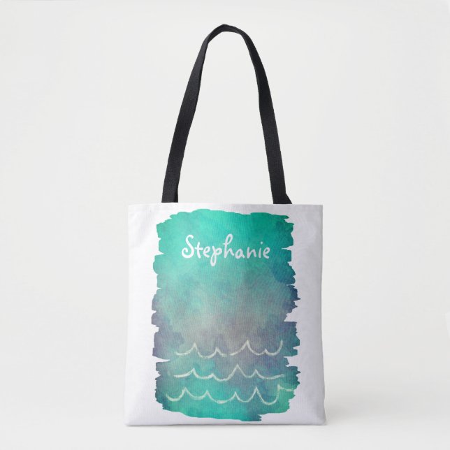 tropical custom personalized tote bag ocean design (Front)