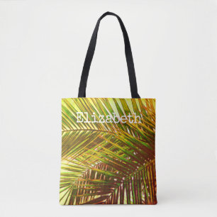 tropical custom personalized tote palm leaf design bag
