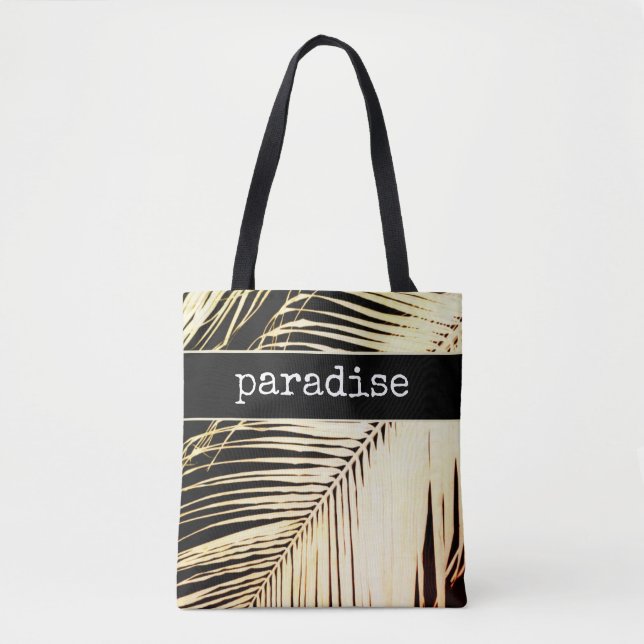 tropical custom personalized tote palm leaf design bag (Front)