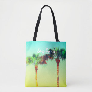 tropical custom personalized tote palm trees bag