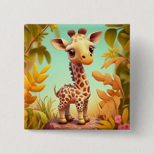 Tropical Cute Baby Giraffe Cartoon-37560 2 Inch Square Button