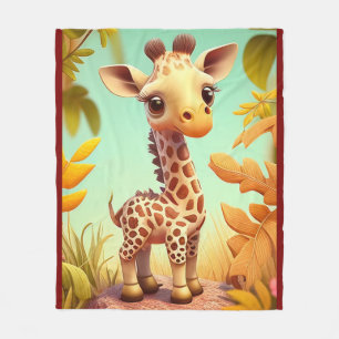 Tropical Cute Baby Giraffe Cartoon-37560 Fleece Blanket