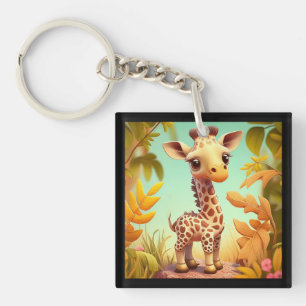 Tropical Cute Baby Giraffe Cartoon-37560 Keychain