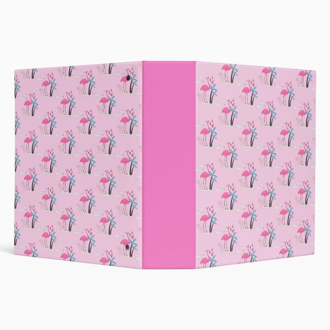 Tropical Cute funny flamingo watercolor pattern Binder (Background)