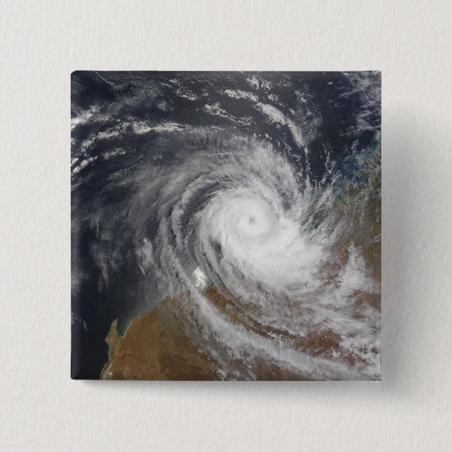 Tropical Cyclone Billy over Australia 2 2 Inch Square Button (Front)