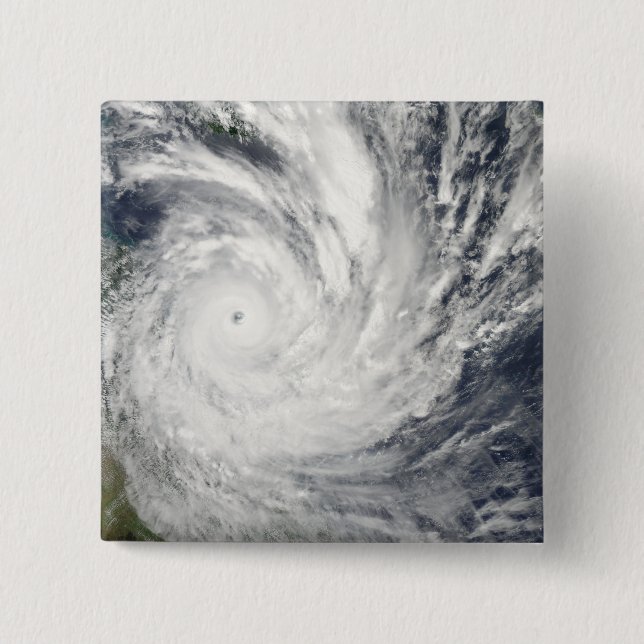 Tropical Cyclone Yasi over Australia 2 Inch Square Button (Front)