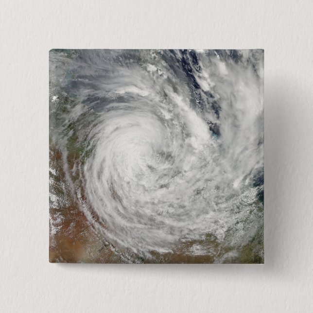 Tropical Cyclone Yasi over Australia 2 Inch Square Button (Front)