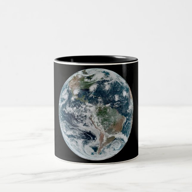 Tropical Cyclones - Space View Western Hemisphere Two-Tone Coffee Mug (Center)