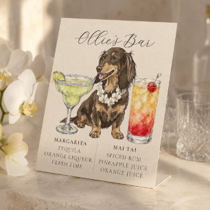 Tropical Dachshund Hawaiian Wedding Bar Sign