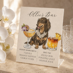 Tropical Dachshund Hawaiian Wedding Bar Sign