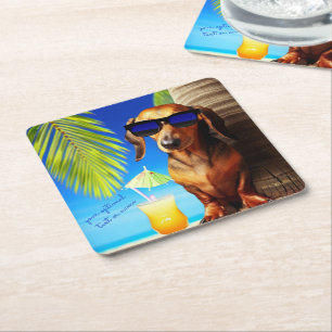 Tropical Dachshund Party Drink Coasters