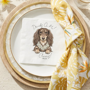 Tropical Dachshund Wedding Drinks On Me Napkin